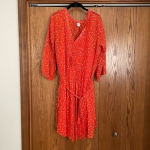 Old Navy XXL orange floral dress with attached slip. Perfect fall outfit!